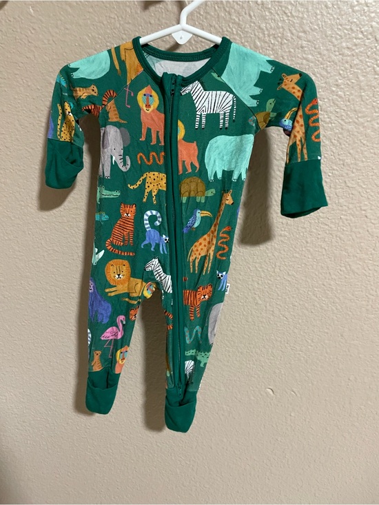 Little Sleepies Other - Kids Green Animal-Print One-Piece Pajamas